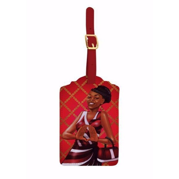 Vegan Leather Statement Luggage Tag Set | Lady in Red - Picture 1 of 1